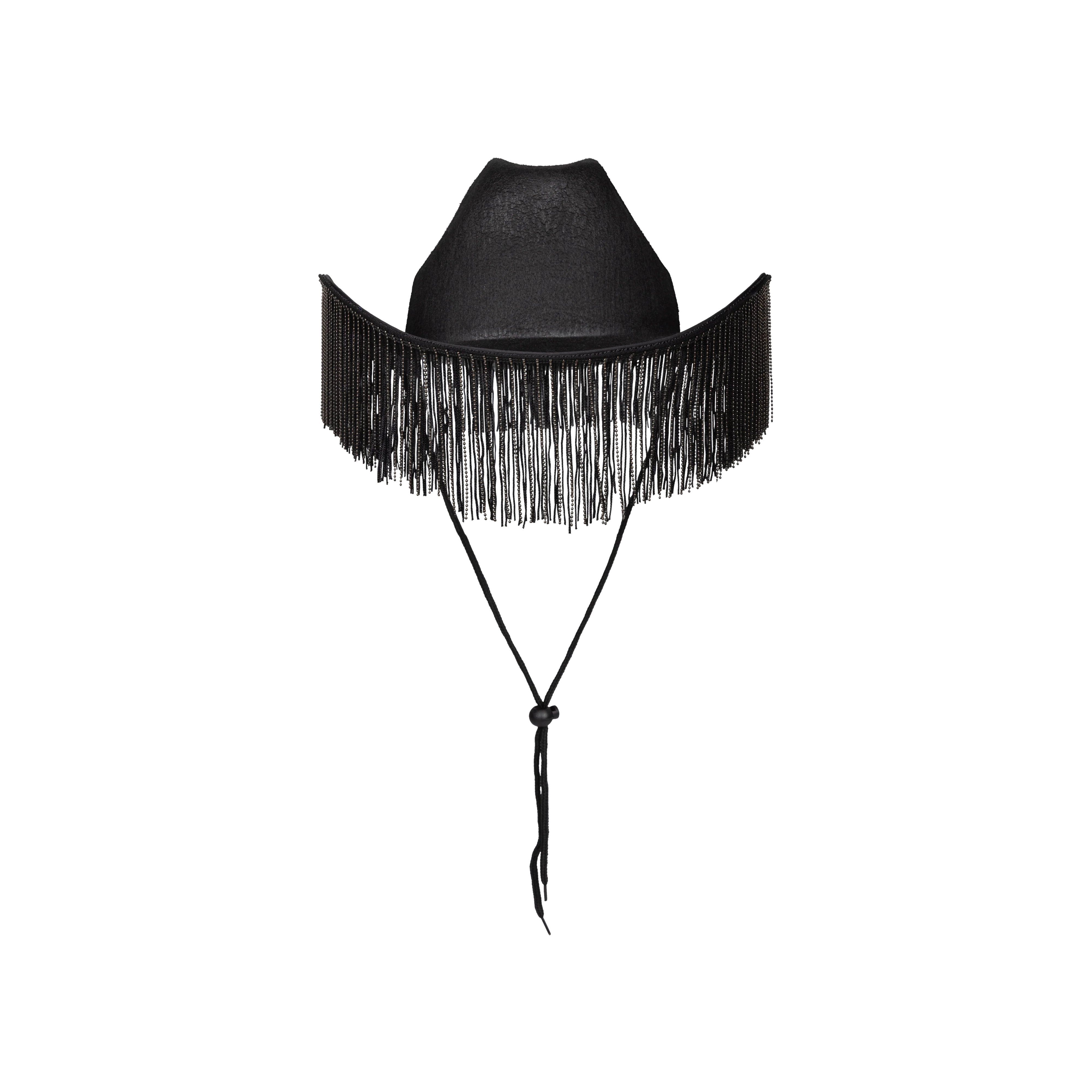 Black Fringe Cowboy Hat - Image 3